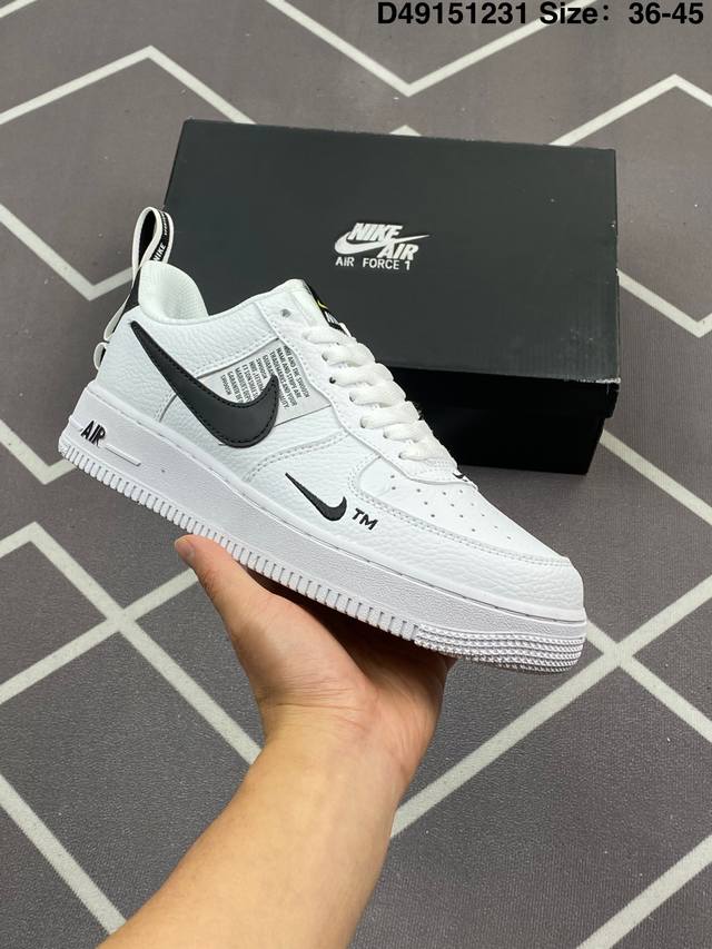 Air Force 1 Af1 空军一号解构中帮运动休闲板鞋 Aj7747-001 进口鞋面 皮料加入原厂防冻防爆皮工艺处理 正确试脚纸 鞋盒钢印 货号：Aj7