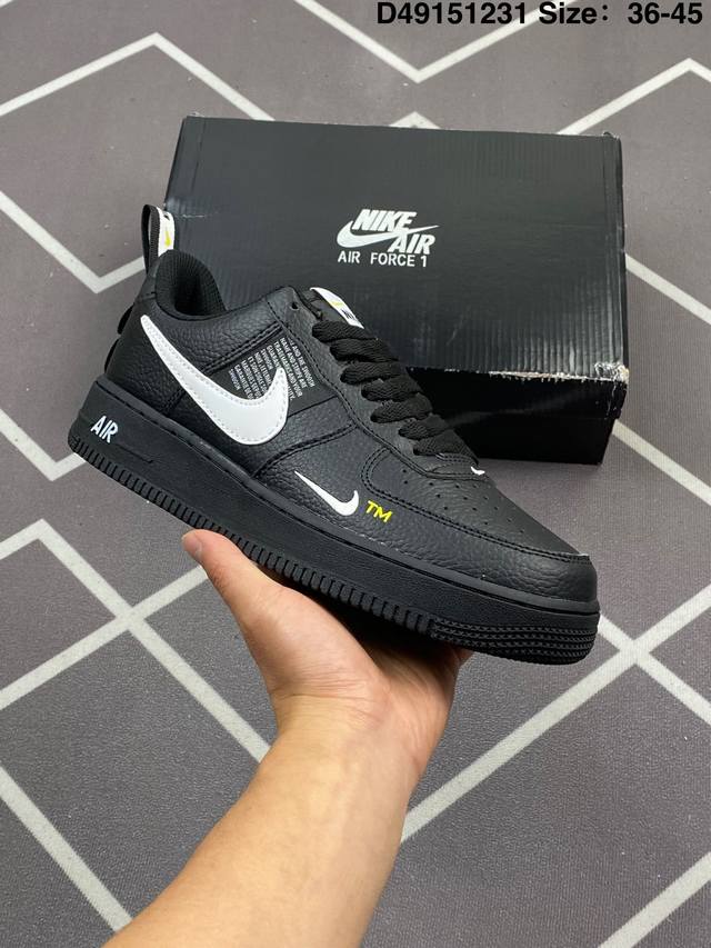 Air Force 1 Af1 空军一号解构中帮运动休闲板鞋 Aj7747-001 进口鞋面 皮料加入原厂防冻防爆皮工艺处理 正确试脚纸 鞋盒钢印 货号：Aj7