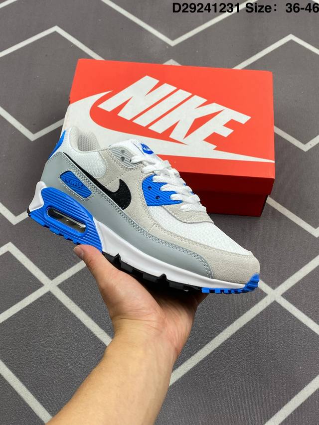 Nike Air Max 90 初代复古气垫百搭休闲运动慢跑鞋复古小气垫史上第一双可视气垫跑鞋 凭借着 Air Max 气垫带来的舒适脚感和鞋面面料上的不断精进