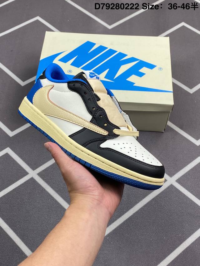 Aj1倒勾Travis Scott X Air Jordan 1 ” Reverse Mocha “ Aj1乔1 Ts 闪电 联名倒钩 低帮文化篮球鞋 货号:D - 点击图像关闭