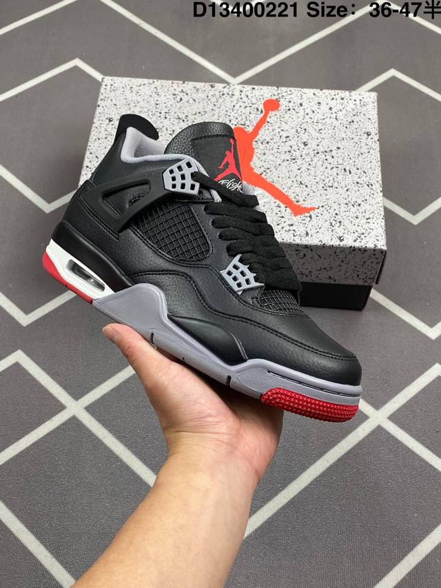 公司级Nike Air Jordan 4 Retro 耐克迈克尔 乔丹Aj4代中帮复古休闲运动文化篮球鞋 原厂材料Tpu超Q弹网格材质 缜密拉帮及中底钢印细节