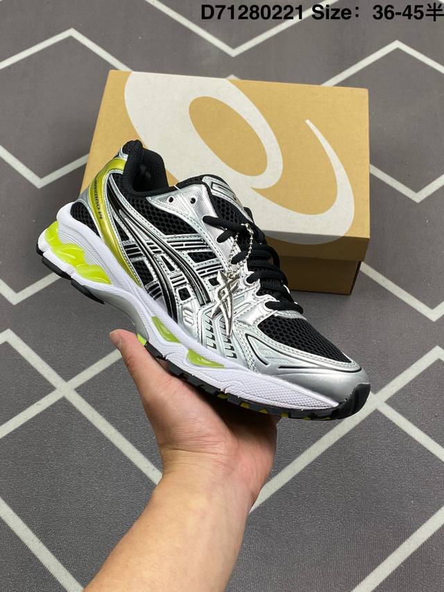 公司级Asics Gel-Kayano 14 公司级版本 亚瑟士运动休闲透气专业跑鞋 采用工程弹性双层再生针织密度鞋面材质 后跟3D可视Gel缓震乳胶物料 升级