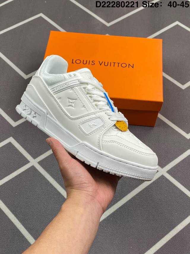 全新Lv路易威登Louis Vuitton Trainer Sneaker Low休闲运动文化百搭篮球板鞋 ！ 编码：D22280221 Size:40-45