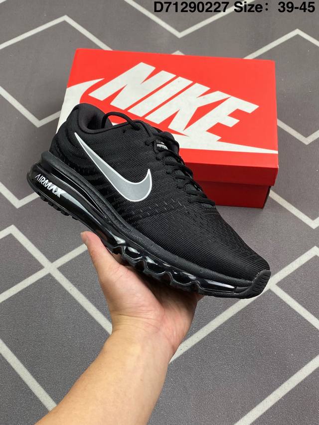 Nike Air Max 2017 网面全掌气垫休闲运动百搭慢跑鞋 黑银 849559-010 1:1原档案数据开发纸版楦型#原厂欧索莱海绵去味鞋垫#超轻薄Ev