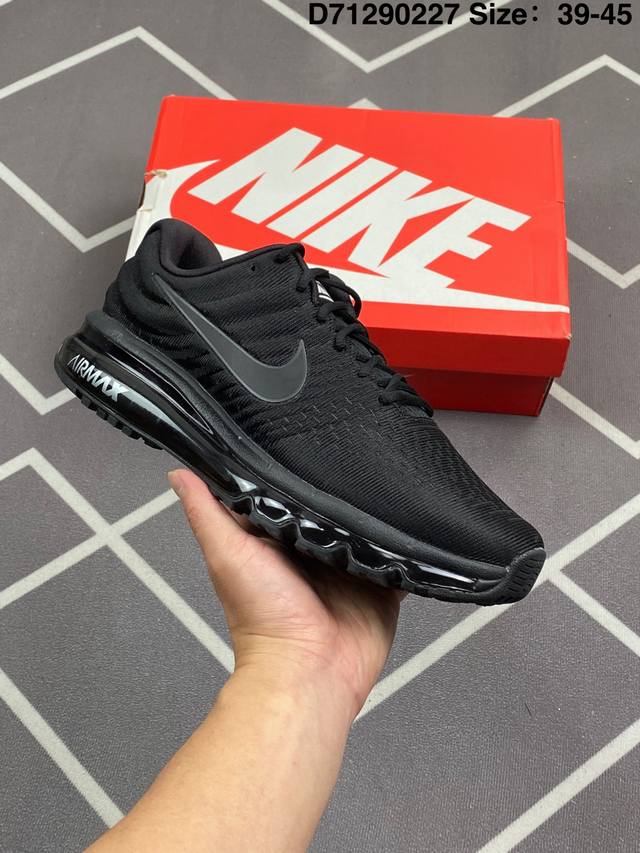 Nike Air Max 2017 网面全掌气垫休闲运动百搭慢跑鞋 黑银 849559-010 1:1原档案数据开发纸版楦型#原厂欧索莱海绵去味鞋垫#超轻薄Ev