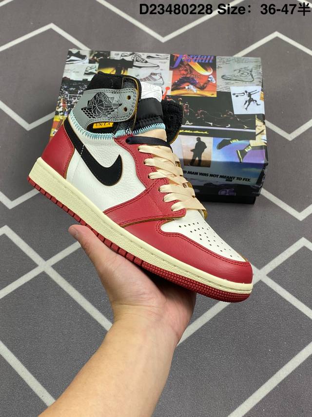 公司级 Union La X Air Jordan 1 Retro High Og 高帮 白红灰拼接 Aj1 乔丹1代 Aj1 乔1 高邦 白红灰拼接 乔丹篮球