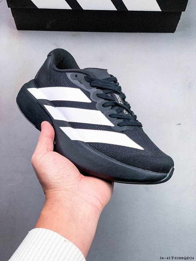 Adidas Adizero Evo Sl M马拉松飞线贾卡轻质透气休闲运动跑步鞋 采用双层透气网纱 Flywire动态飞线绑缚鞋面材质 内置Zoom小气垫装置