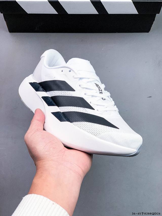 Adidas Adizero Evo Sl M马拉松飞线贾卡轻质透气休闲运动跑步鞋 采用双层透气网纱 Flywire动态飞线绑缚鞋面材质 内置Zoom小气垫装置