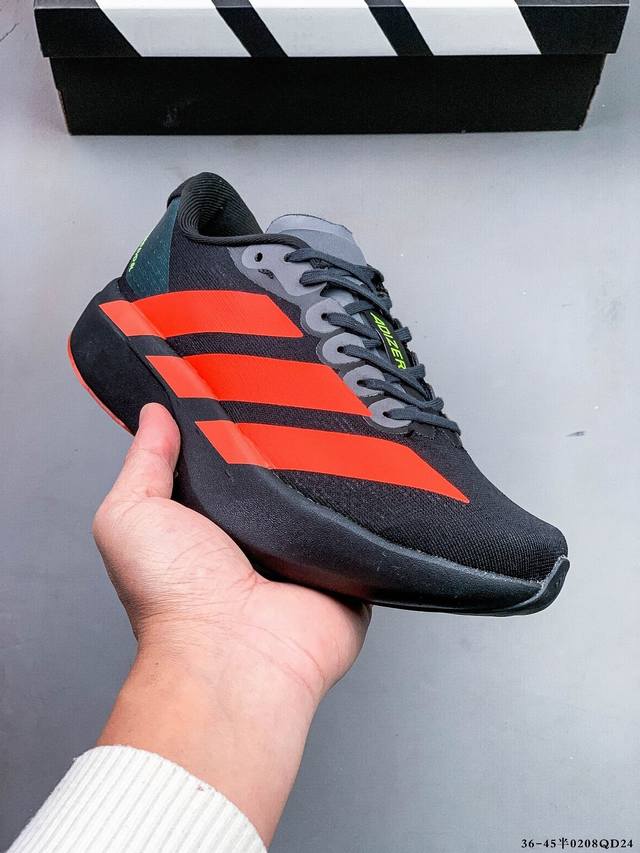 Adidas Adizero Evo Sl M马拉松飞线贾卡轻质透气休闲运动跑步鞋 采用双层透气网纱 Flywire动态飞线绑缚鞋面材质 内置Zoom小气垫装置