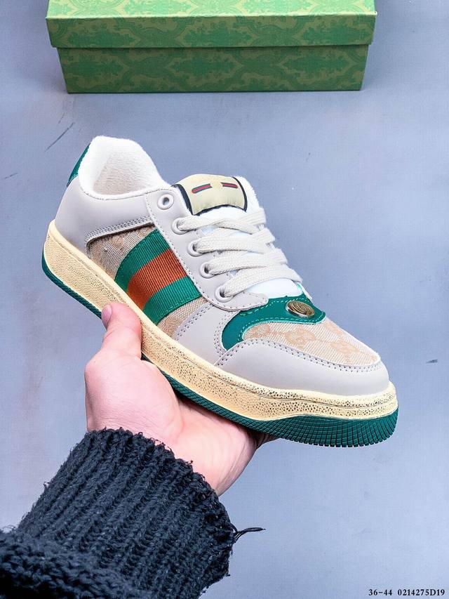 Gucci Distressed Screener Sneaker 古驰小脏鞋系列 经典原型复古百搭做旧小脏板鞋 0214275D19