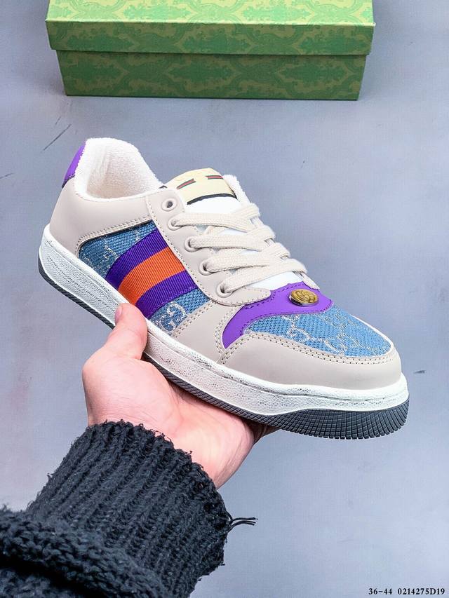 Gucci Distressed Screener Sneaker 古驰小脏鞋系列 经典原型复古百搭做旧小脏板鞋 0214275D19 - 点击图像关闭