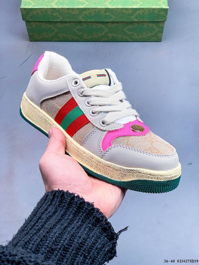 Gucci Distressed Screener Sneaker 古驰小脏鞋系列 经典原型复古百搭做旧小脏板鞋 0214275D19