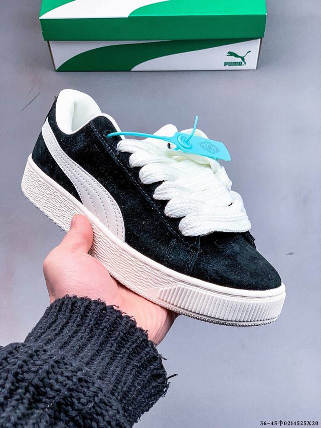 集图 彪马Puma Suede Xl 全新休闲板鞋！鞋身通体采用细腻的麂皮材质，厚实柔软，质感出众；鞋侧保留Puma标志性跑道图案，侧面与后跟点缀金属色Puma