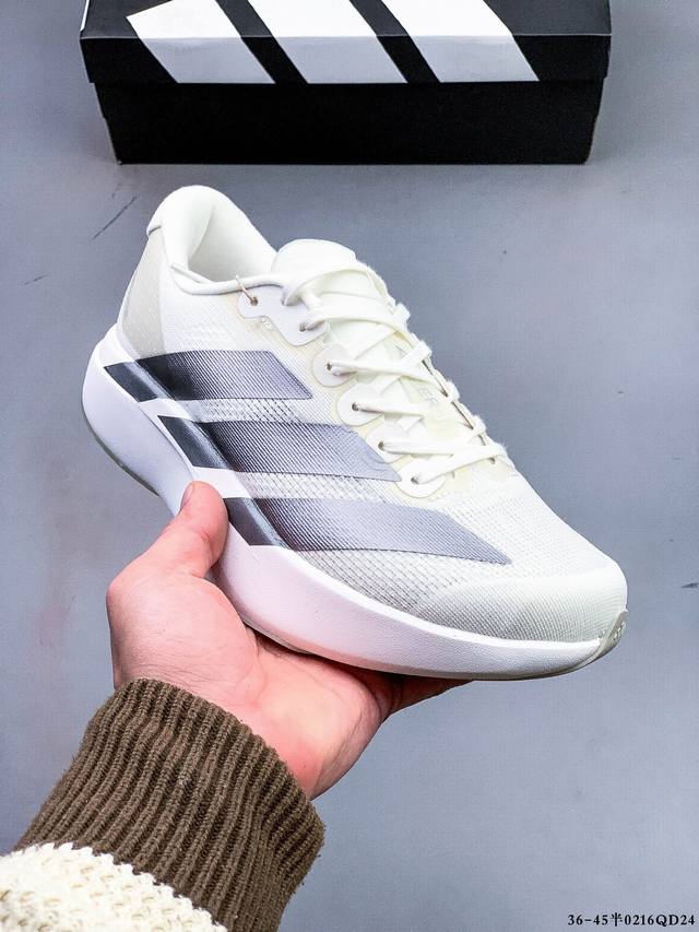 Adidas Adizero Evo Sl M马拉松飞线贾卡轻质透气休闲运动跑步鞋 采用双层透气网纱 Flywire动态飞线绑缚鞋面材质 内置Zoom小气垫装置