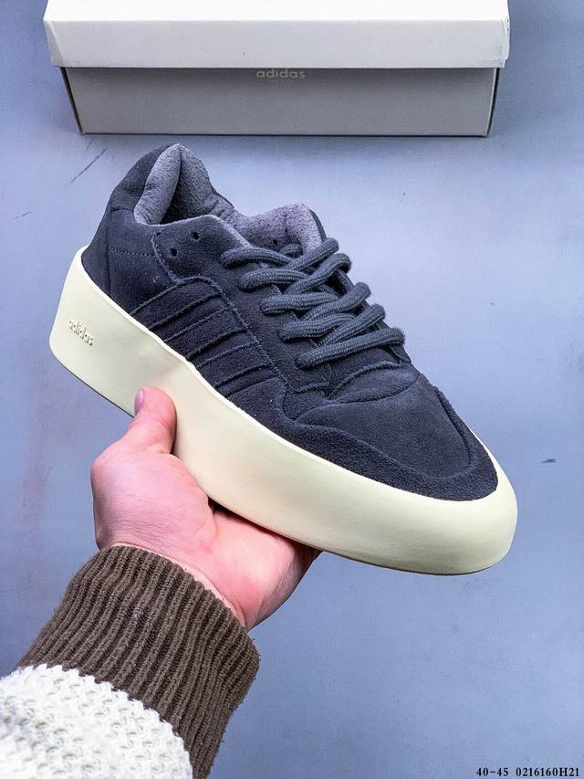 洛杉矶街头奢牌-敬畏上帝 Fear Of God X Adidas Athletics Forum 86 Low Grey 罗马改良系列低帮增高复古系带百搭休闲