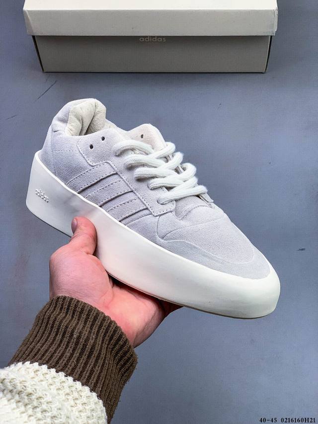 洛杉矶街头奢牌-敬畏上帝 Fear Of God X Adidas Athletics Forum 86 Low Grey 罗马改良系列低帮增高复古系带百搭休闲