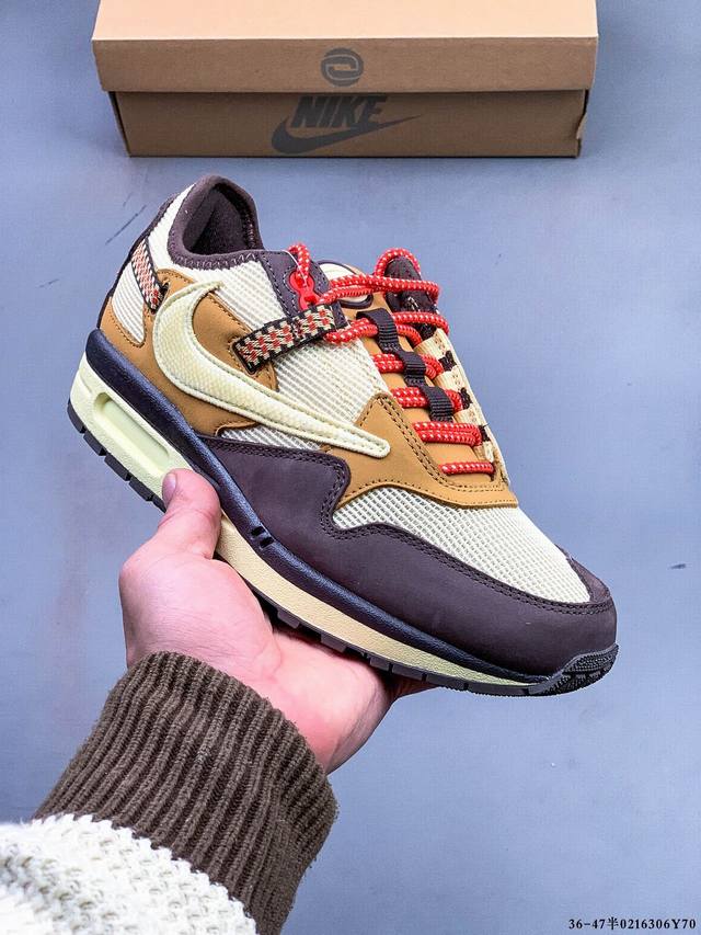 纯原版本！Travis Scott X Nike Air Max 1改版款低帮复古百搭休闲运动慢跑鞋 Travis Scott X Nike Air Max 1