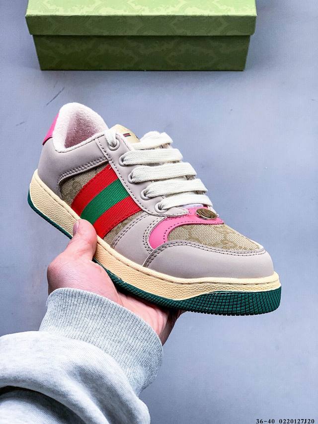 Gucci Distressed Screener Sneaker 古驰小脏鞋系列 经典原型复古百搭做旧小脏板鞋 0220127J20