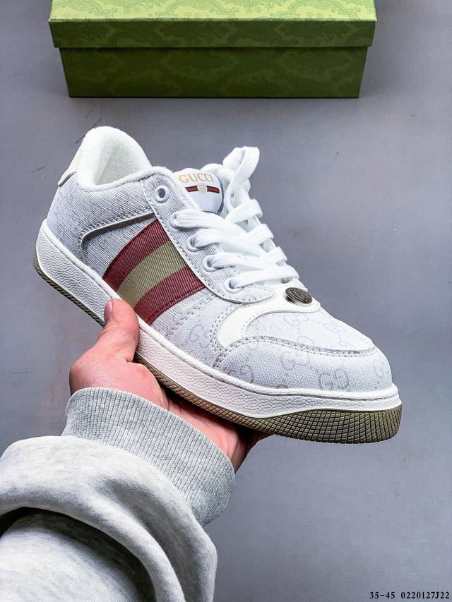 Gucci Distressed Screener Sneaker 古驰小脏鞋系列 经典原型复古百搭做旧小脏板鞋 0220127J22