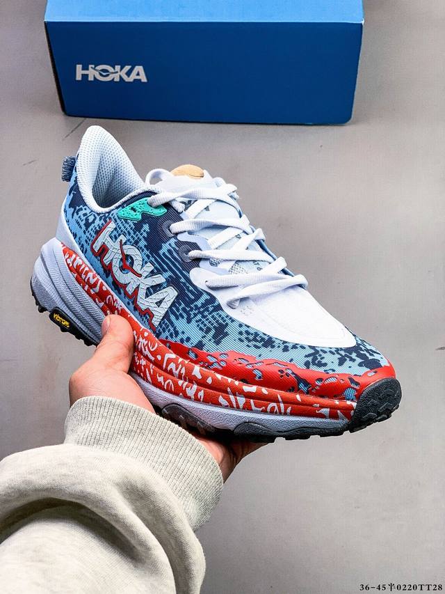 Hoka One One Speedgoat 6 户外越野跑步鞋 飞速羚羊 6 系列 新一代工程网纱鞋面 在确保鞋面稳定性的同时减少了固定胶条的使用 鞋面更轻盈