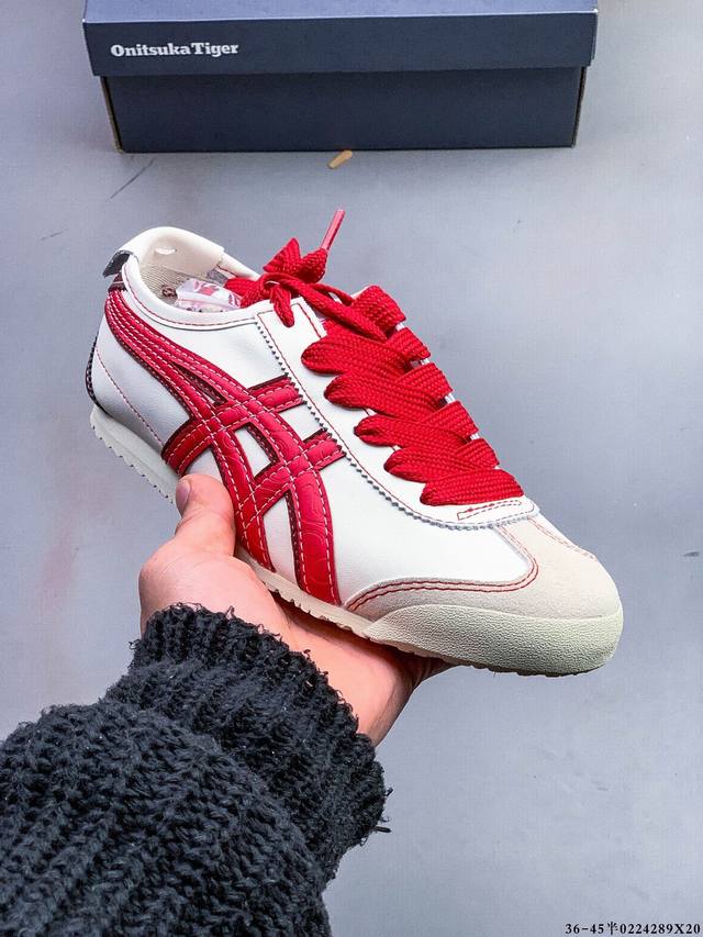 Asics 亚瑟士 Onitsuka Tiger 鬼冢虎 阿斯克斯 皮面原装四联吊牌 中底纸板钢印 日系轻便运动休闲鞋 0224289X20 - 点击图像关闭