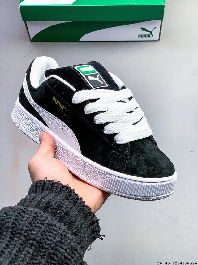 集图 彪马Puma Suede Xl 全新休闲板鞋！鞋身通体采用细腻的麂皮材质，厚实柔软，质感出众；鞋侧保留Puma标志性跑道图案，侧面与后跟点缀金属色Puma