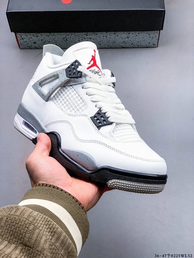 纯原版本！Air Jordan 4 Retro Og Cement Aj4 乔4 复古休闲运动篮球鞋 正确鞋舌立体高频 原厂数据 最新原厂底模 原厂纸板 022 - 点击图像关闭