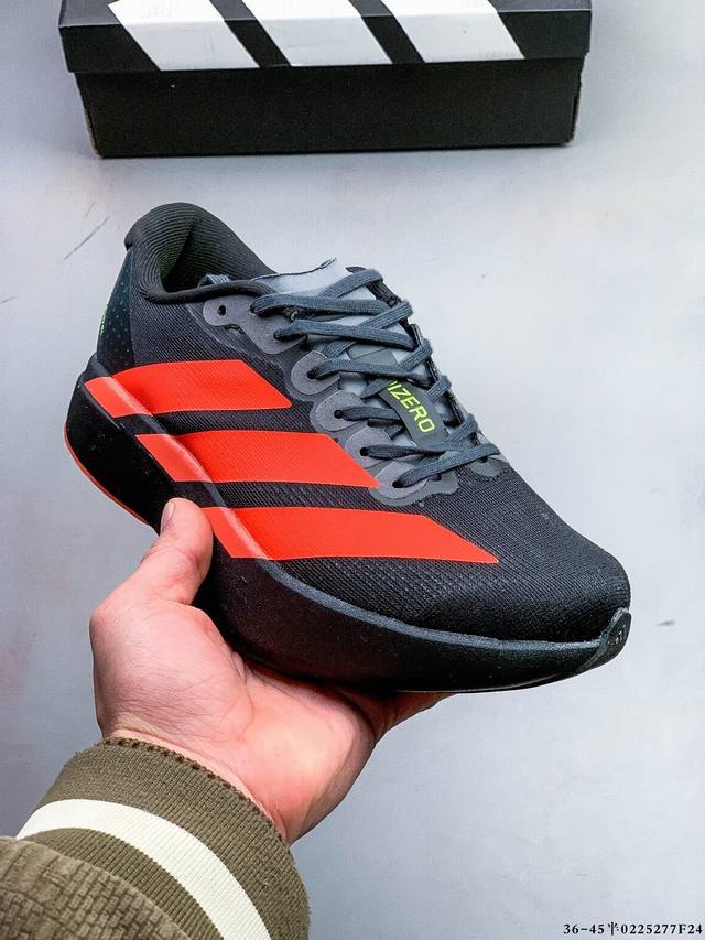 Adidas Adizero Evo Sl M马拉松飞线贾卡轻质透气休闲运动跑步鞋 采用双层透气网纱 Flywire动态飞线绑缚鞋面材质 内置Zoom小气垫装置