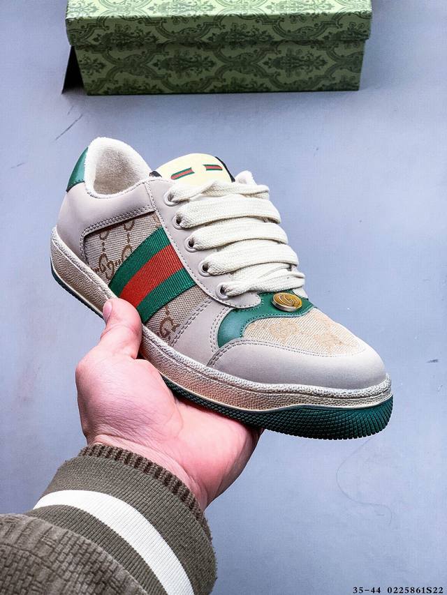 Gucci Distressed Screener Sneaker 古驰小脏鞋系列 经典原型复古百搭做旧小脏板鞋 0225861S22