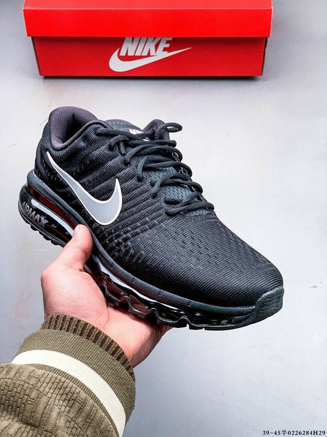 公司级！耐克Nike Air Max 2017 网面全掌气垫休闲运动百搭慢跑鞋 灰白 原档案数据开发纸版楦型#原厂欧索莱海绵去味鞋垫#超轻薄Eva拉帮中底材质#