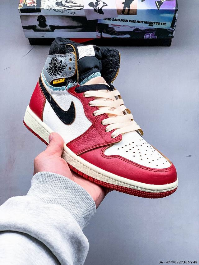 公司级头层！Air Jordan 1 乔1 高帮潮流缓震运动休闲板鞋 原装头层皮革 内置缓震气垫 原鞋开模 拒绝公底 原汁原味 忠于 227306Y48