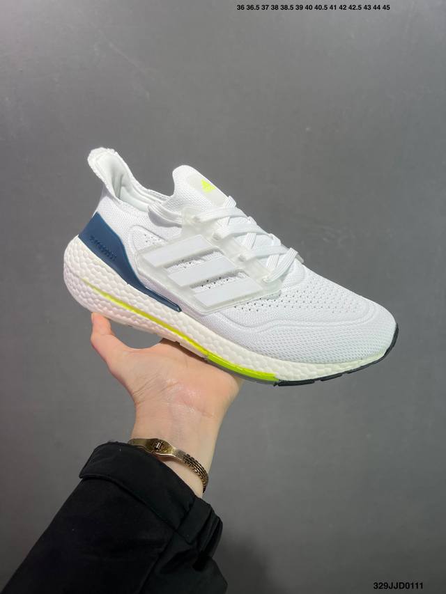 真标阿迪达斯Adidas Ultraboost Ub21全掌爆米花休闲运动跑鞋 采用网材搭配反光皮革鞋面 配上Stretchweb网格外底和Boost中底 货号