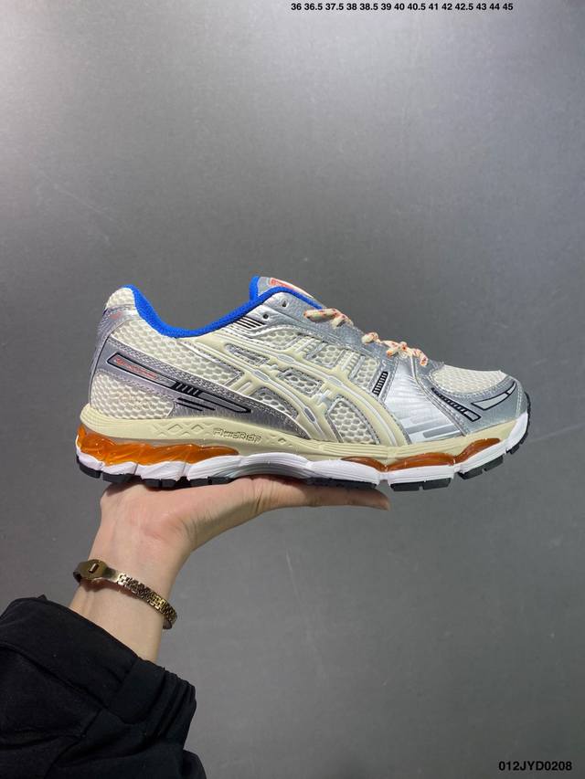 公司级Asics Gel-Kayano 12.1公司级版本 银灰绿 亚瑟士运动休闲透气专业跑鞋 采用工程弹性双层再生针织密度鞋面材质 后跟3D可视Gel缓震乳胶