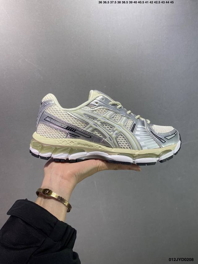 公司级Asics Gel-Kayano 12.1公司级版本 银灰绿 亚瑟士运动休闲透气专业跑鞋 采用工程弹性双层再生针织密度鞋面材质 后跟3D可视Gel缓震乳胶