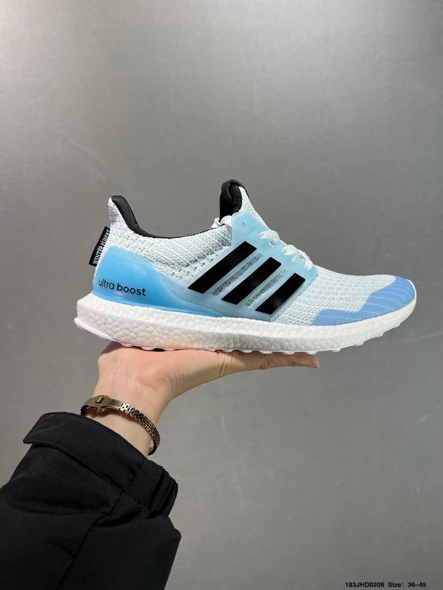 Virgil Abloh设计师独立品牌Off White X Adidas Ultra Boost Ub 4.0爆米花材质缓震慢跑鞋“Ow裸粉橘”Bb6309