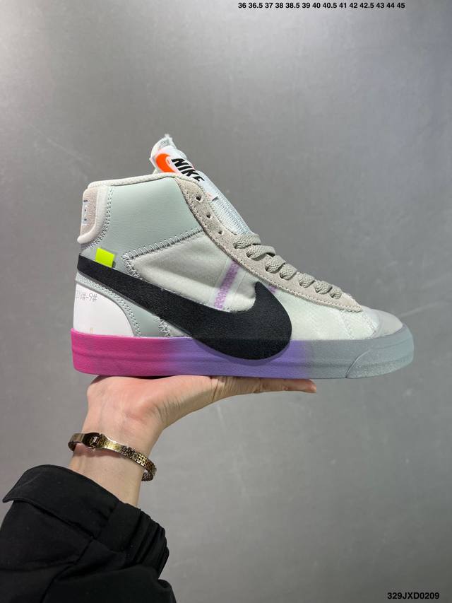 公司级 Off-White X Nike Blazer Mid “All Hallows Eve”开拓者经典中帮百搭板鞋“Ow恶魔南瓜黄橘”Aa3832-700