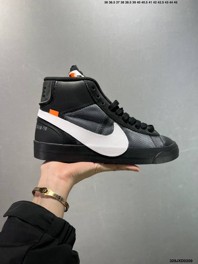 公司级 Off-White X Nike Blazer Mid “All Hallows Eve”开拓者经典中帮百搭板鞋“Ow恶魔南瓜黄橘”Aa3832-700