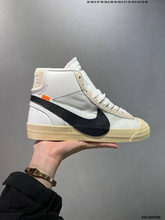 公司级 Off-White X Nike Blazer Mid “All Hallows Eve”开拓者经典中帮百搭板鞋“Ow恶魔南瓜黄橘”Aa3832-700