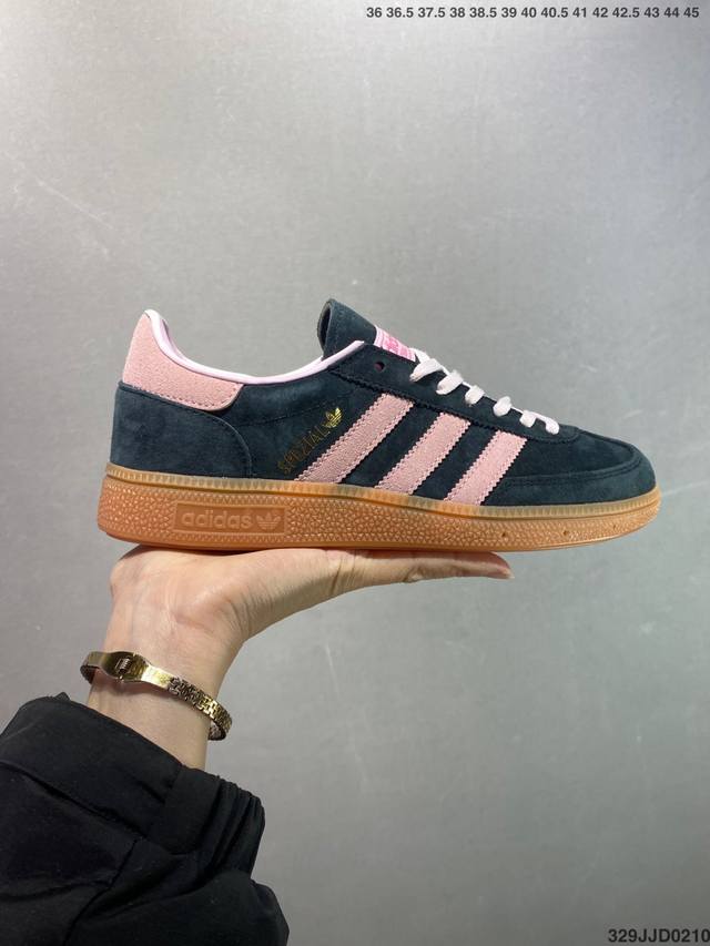 Ad Originals Handball Spzl 手球运动员系列百搭休闲运动板鞋 粉黑 If6561 口碑大厂出品 品控大底版型不断改良更新 原厂皮料 原装