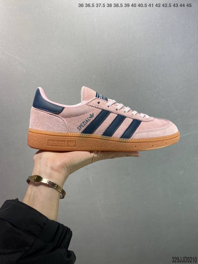 Ad Originals Handball Spzl 手球运动员系列百搭休闲运动板鞋 粉黑 If6561 口碑大厂出品 品控大底版型不断改良更新 原厂皮料 原装