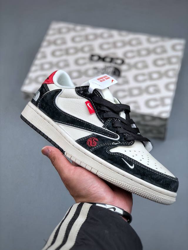 Travis Scott X Fragment Design X Air Jordan 1 Low Og Sp Aj1 乔1 北面联名蛇年限定 双拼米黑 低帮文