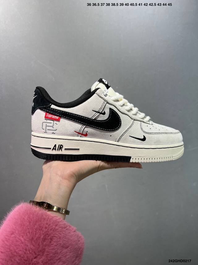 核心私 公司级Nike Air Force 1 ‘07 Low “斯图西联名 黑灰双色底”空军一号 低帮 运动鞋 休闲鞋 折边针车 工艺难度大 原楦头原纸板 原