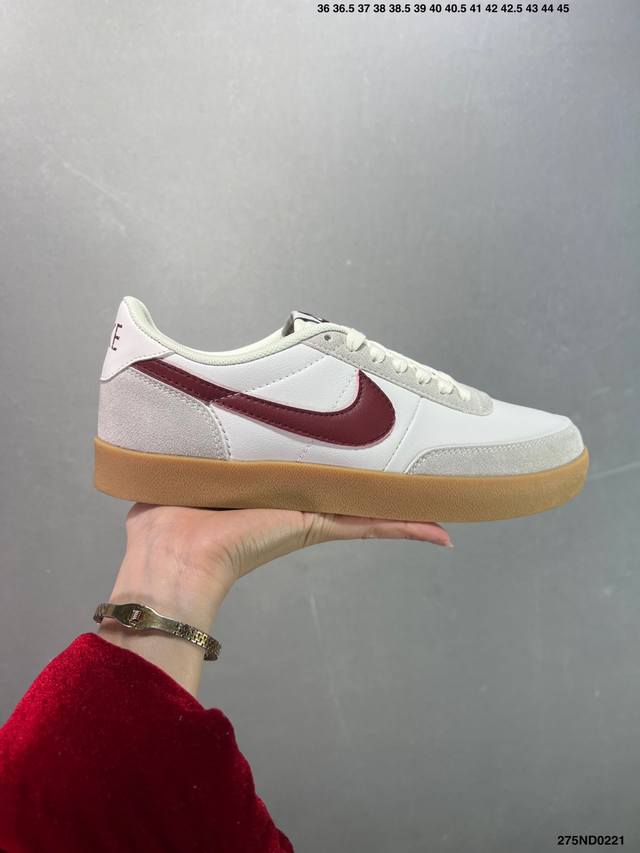 特价J.Crew X Nk Killshot Ii Leather 联名复古板鞋 432997-107 采用米白色皮革制作鞋身 Swoosh 点缀其中 最后搭载