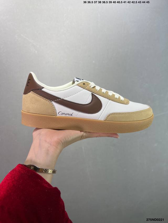 特价J.Crew X Nk Killshot Ii Leather 联名复古板鞋 432997-107 采用米白色皮革制作鞋身 Swoosh 点缀其中 最后搭载