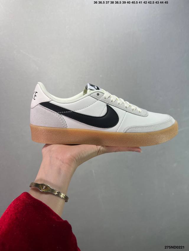 特价J.Crew X Nk Killshot Ii Leather 联名复古板鞋 432997-107 采用米白色皮革制作鞋身 Swoosh 点缀其中 最后搭载