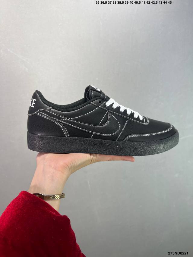 特价J.Crew X Nk Killshot Ii Leather 联名复古板鞋 432997-107 采用米白色皮革制作鞋身 Swoosh 点缀其中 最后搭载