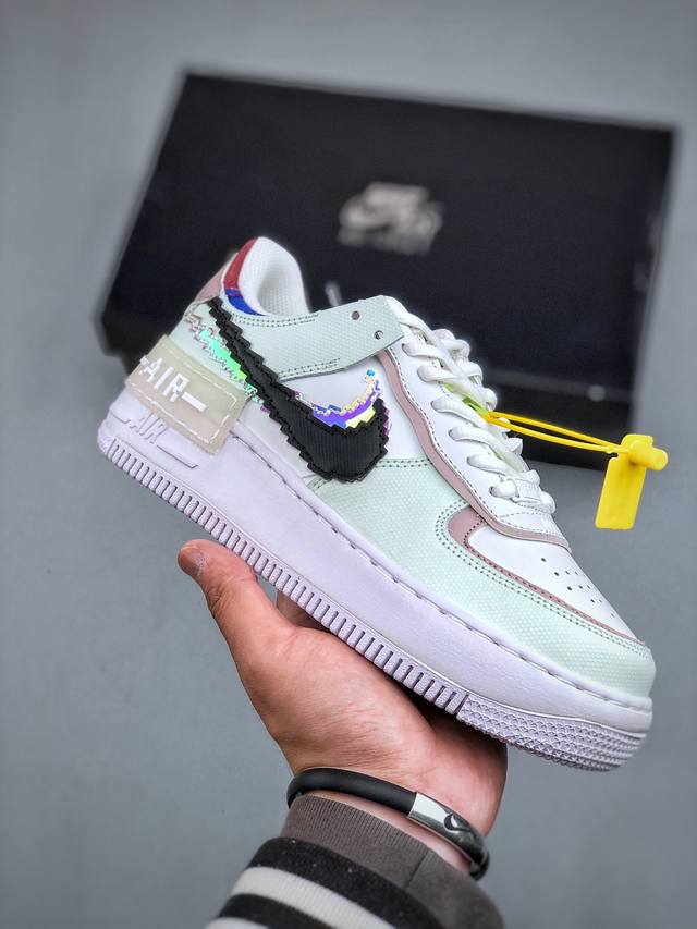 公司级特价 Xc版马龙卡 Nk Air Force 1 Shadow 轻量增高低帮百搭板鞋 拼接马卡龙 少女系解构主义设计双层轻量Eva发泡中底+防滑Rb橡胶外