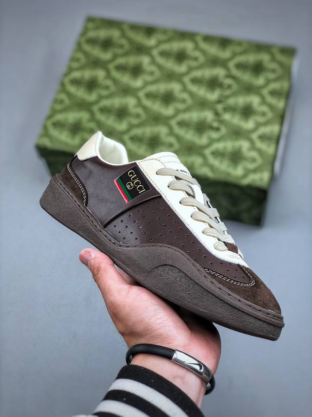 Z Gucci 轻奢单品鞋 广东品质原厂 高奢古驰Gucci Screener Gg High-Top Sneaker休闲潮鞋系列意大利进口超软小牛皮+刺绣搭配