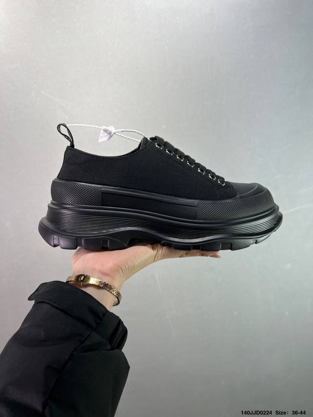 意大利高奢品牌-亚历山大 麦昆Alexander Mcqueen Oversized Sneakers 低帮时装厚底休闲运动小白板鞋““皮革白珊瑚粉麂皮尾” 粉