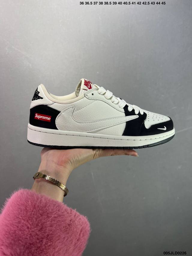 核心私 公司级Ts X Air Jordan Aj1 Low 倒钩低帮联名定制配色 Jh6088-613 原厂内置气垫魔块 A模大底 头层小牛皮 鞋舌Aj原厂专